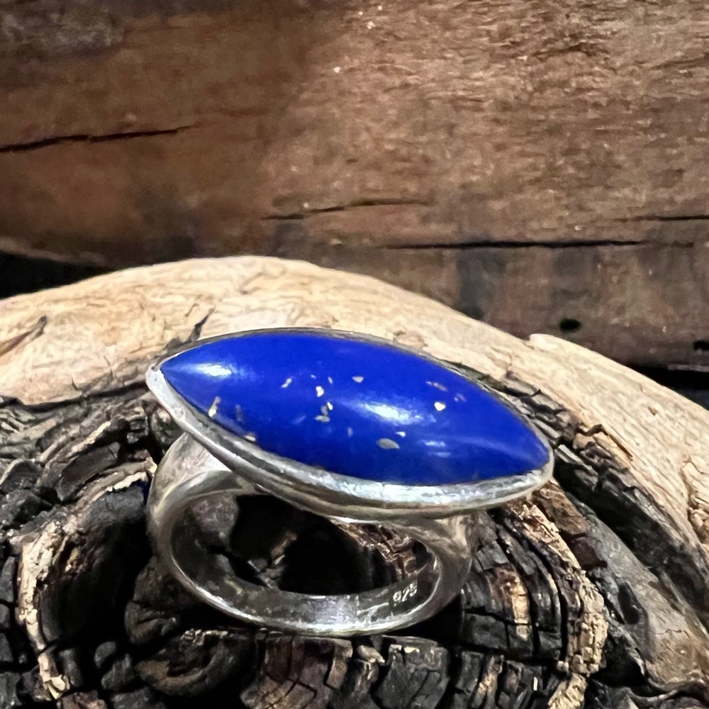 Artisan Vintage Ring Blue Lapis Lazuli 925 Beach Summer Spring Southwest 6.5 Mod